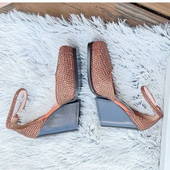 Stella McCartney Cowboy Crystal Embellished Faux Suede Pumps New in Box - Picture 2 of 5